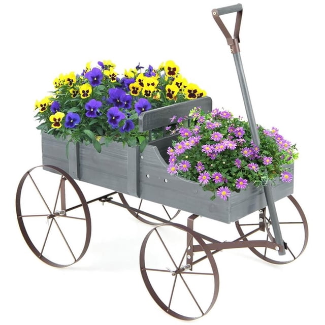 Pemberly Row Jardinière en Bois pour Plantes de Jardin avec Roues Gris