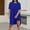 Blue, variant on Women's Summer Shorts Suit 2 Piece Outfit Casual Round Neck Pure Color Tunic Top and Shorts Set for Daily Wear