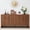 A-Walnut, variant on YOCWO Walnut Sideboards and Buffets, Wave Panel Buffet Storage Cabinet with 4 Doors and Adjustable Shelf for Kitchen Living Room Entryway