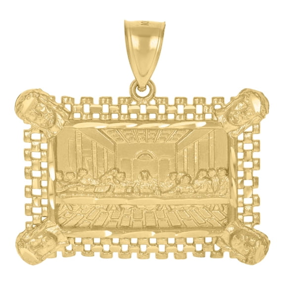 Auriga 10k Yellow Gold Last Supper Religious Charm Pendant for Men (L- 38.6mm W-38.6mm)