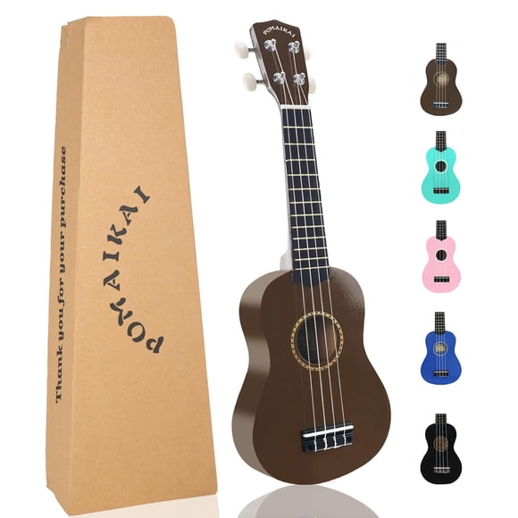 Ukelele POMAIKAI 21 Soprano para principiantes de madera con cuerdas de nylon