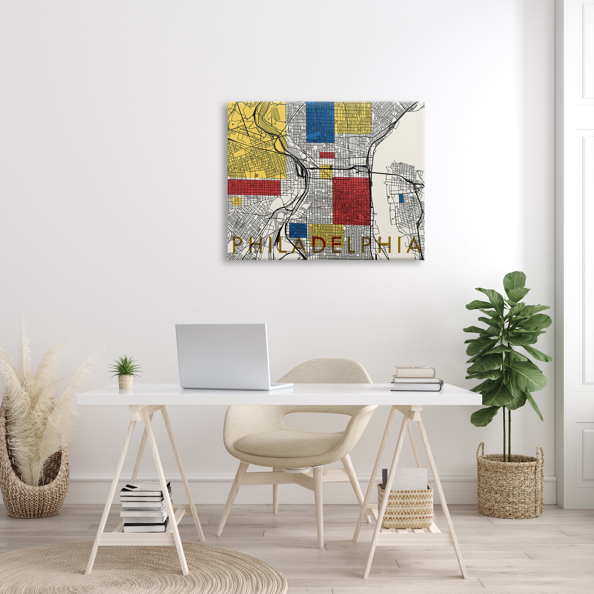 Stupell Industries Philadelphia Pennsylvania City Grid Classic Abstract Square Shapes, 40 x 30, Design by Daphne Polselli