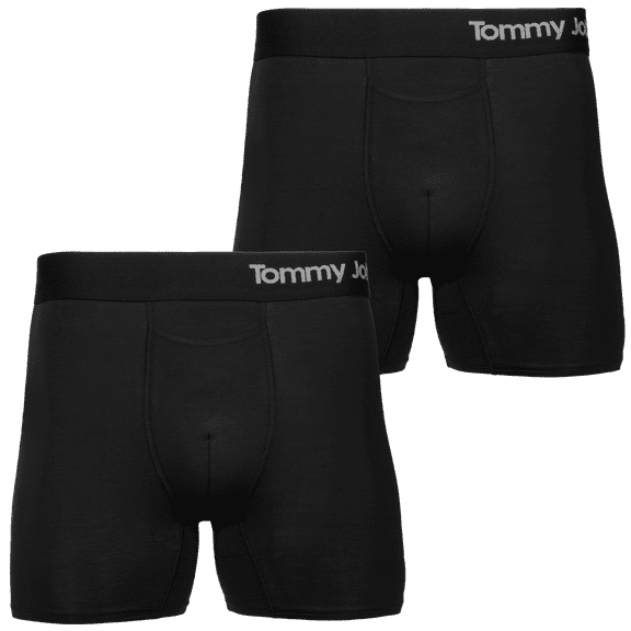 Tommy John Cool Cotton Boxer Brief (2-Pack, Black, 4" Inseam, Small)