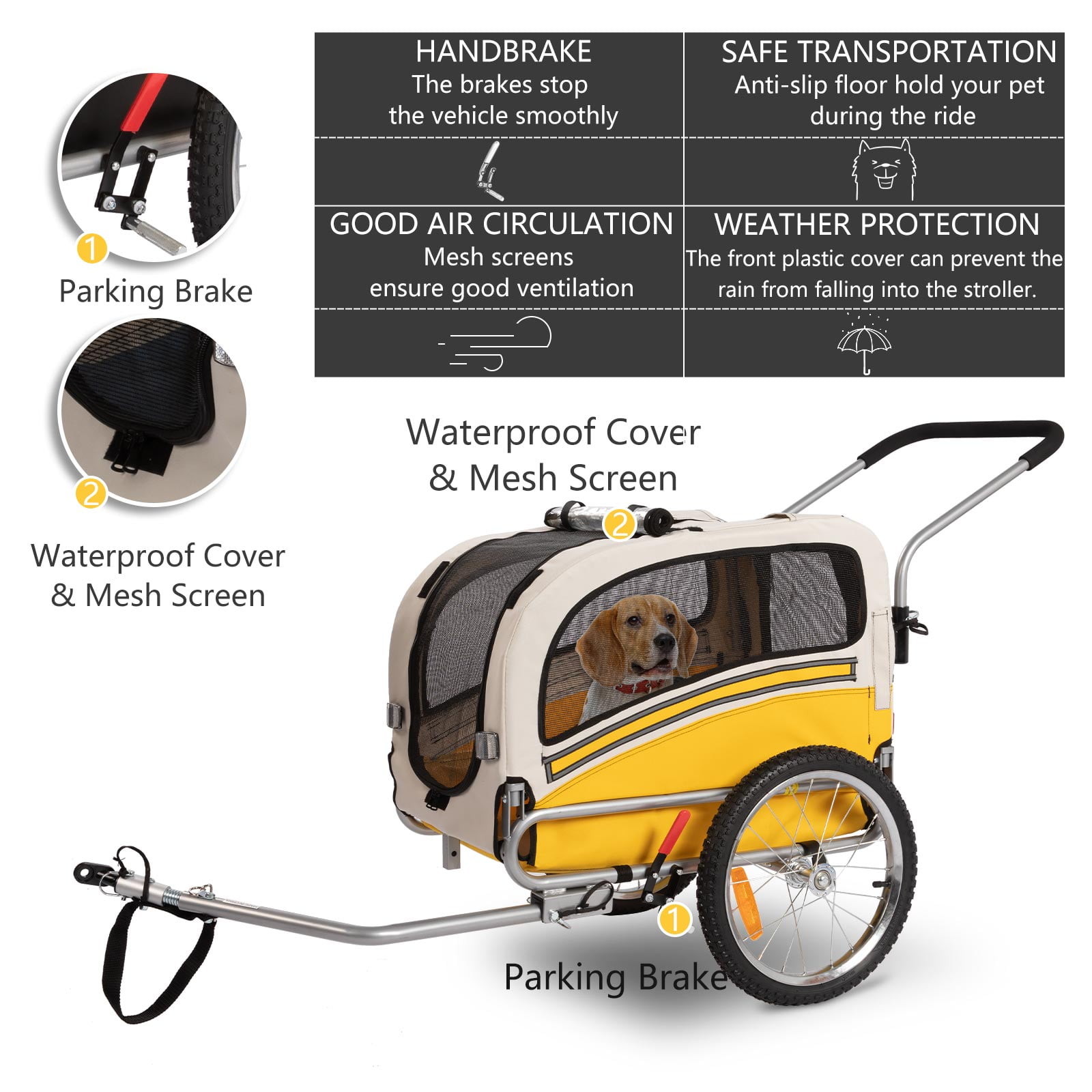 Sepnine pet top dog bike trailer