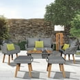 thumbnail image 2 of EUROCO 6 Pieces Modern Rope Patio Conversation Sets, 1000LBS Capacity FSC Certified Acacia Wood Outdoor Furniture with 3.2in Thicked Sofa Cushions and Ice Bucket Table,6PCS,Grey, 2 of 9