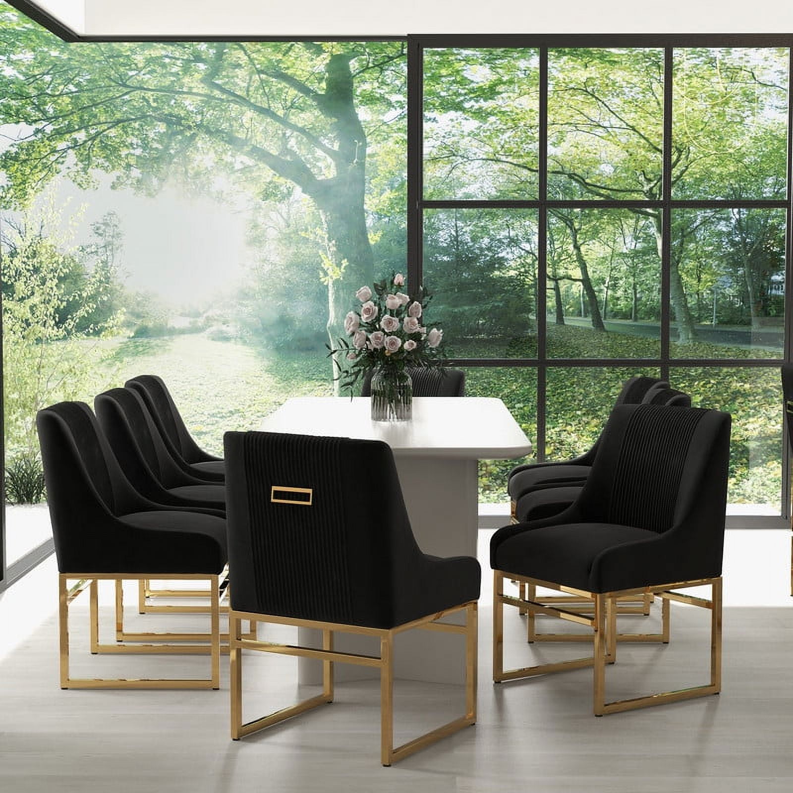 SEYNAR Modern Velvet Upholstered Accent Dining Chairs Set of 8, Kitchen Side Chair with Metal Frame for Living Room