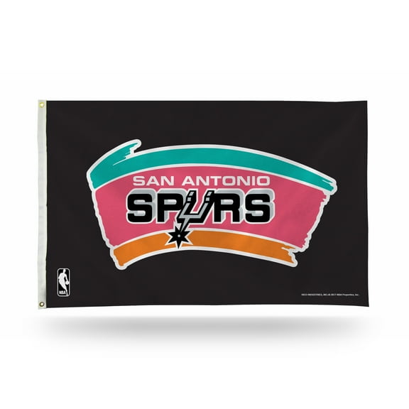 San Antonio Spurs Vintage Logo Banner Flag On Black Bkg (3X5)