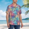 thumbnail image 3 of Fotbe blue pink colorful cracked texture Camisa Hawaiana para Hombre Unisex – Camisa Casual de Verano con Botones de Manga Corta de Algodón y Lino,3X-Large, 3 of 7
