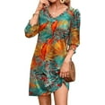 thumbnail image 4 of SIEANE Women's summer boho V-neck floral elegant breathable short-sleeved lazy dress S-2X, 4 of 5