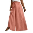 thumbnail image 2 of Women's Fashion Casual Plus Size Relaxed Fit Drawstring Wide Leg Straight Leg Pants, 2 of 4