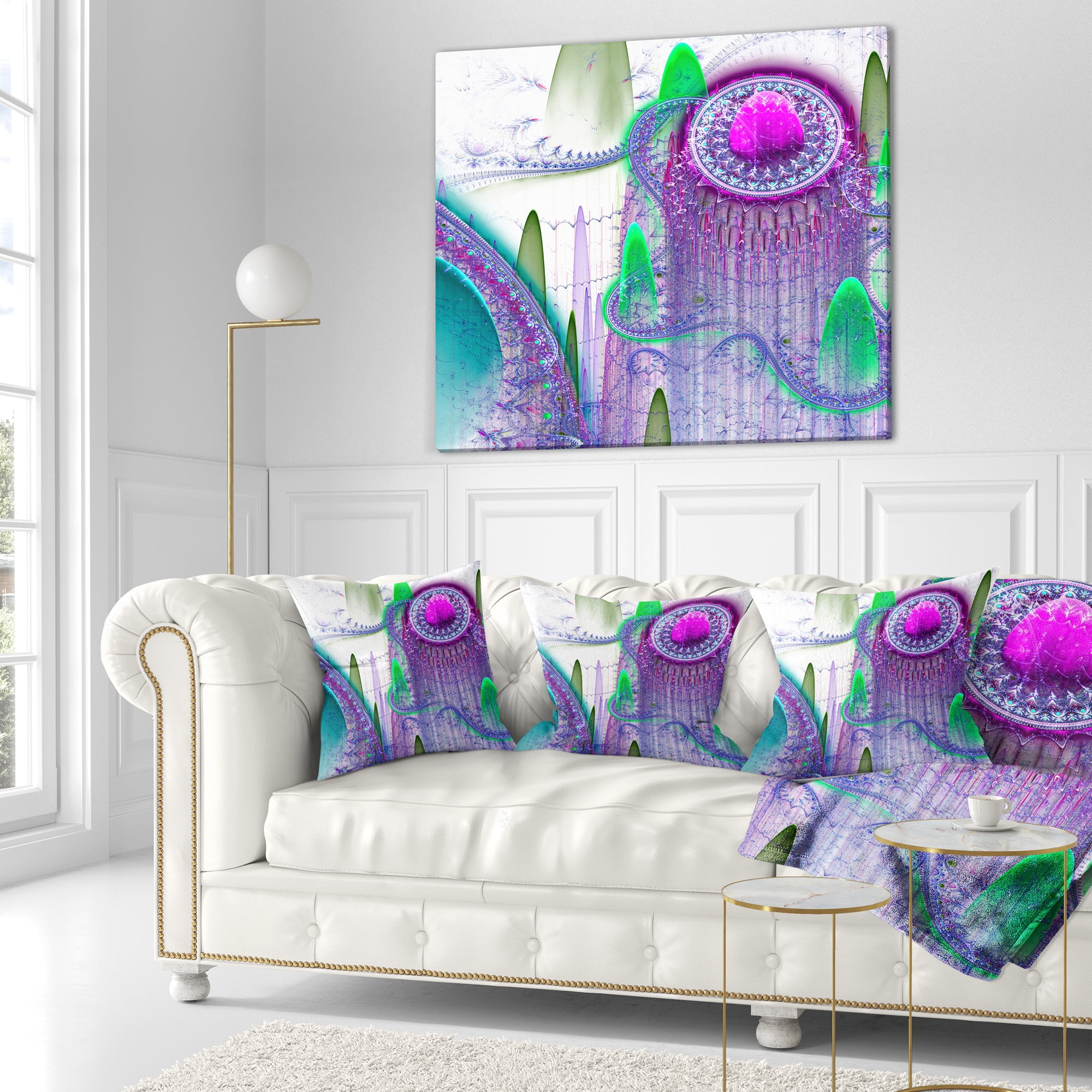 Designart Purple Fractal Infinite World - Abstract Throw Pillow - 16x16