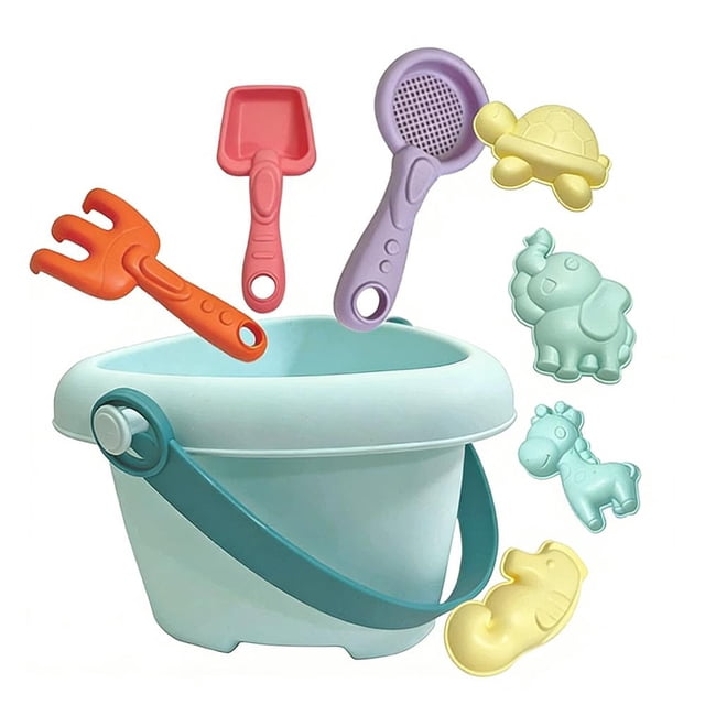 Thickened Soft Rubber Beach Folding Bucket Cart Childrens Beach Toy Set For Beachcombing, Sand