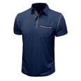 thumbnail image 4 of Summer European And American Men's Short Sleeved Men's Lapel T-shirt Color Blocking Top XL, 4 of 5