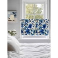 thumbnail image 3 of Blue Flowers 2 Panel Kitchen Curtains for Small Windows, Spring Watercolor Floral Leaves Plants Beige Bathroom Tier Curtain, Short Window Treatment for Bedroom/Living Room 55"x36", 3 of 6