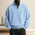 thumbnail image 2 of Blekii Men's Fleece Lined Quarter Zip Sweatshirt, Thickened Stand Collar Pullover Top, Solid Color Warm Layer for Winter, Soft Plush Interior, Casual Sporty Design, Ideal for Cold, 2 of 5