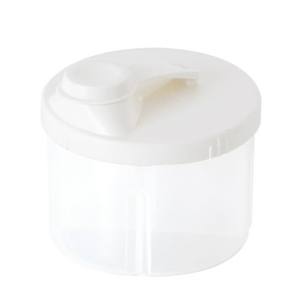 Recipiente portátil para leche en polvo con cuatro compartimentos giratorios. Recipiente para leche en polvo para viajes.
