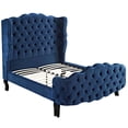 thumbnail image 5 of Violette Queen Tufted Wingback Performance Velvet Platform Bed in Navy, 5 of 5