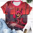 thumbnail image 1 of Hazbin Hotel Moda Casual Mujer Impreso Manga Corta Cuello Redondo Pullover Tops Rojo/3XL, 1 of 6