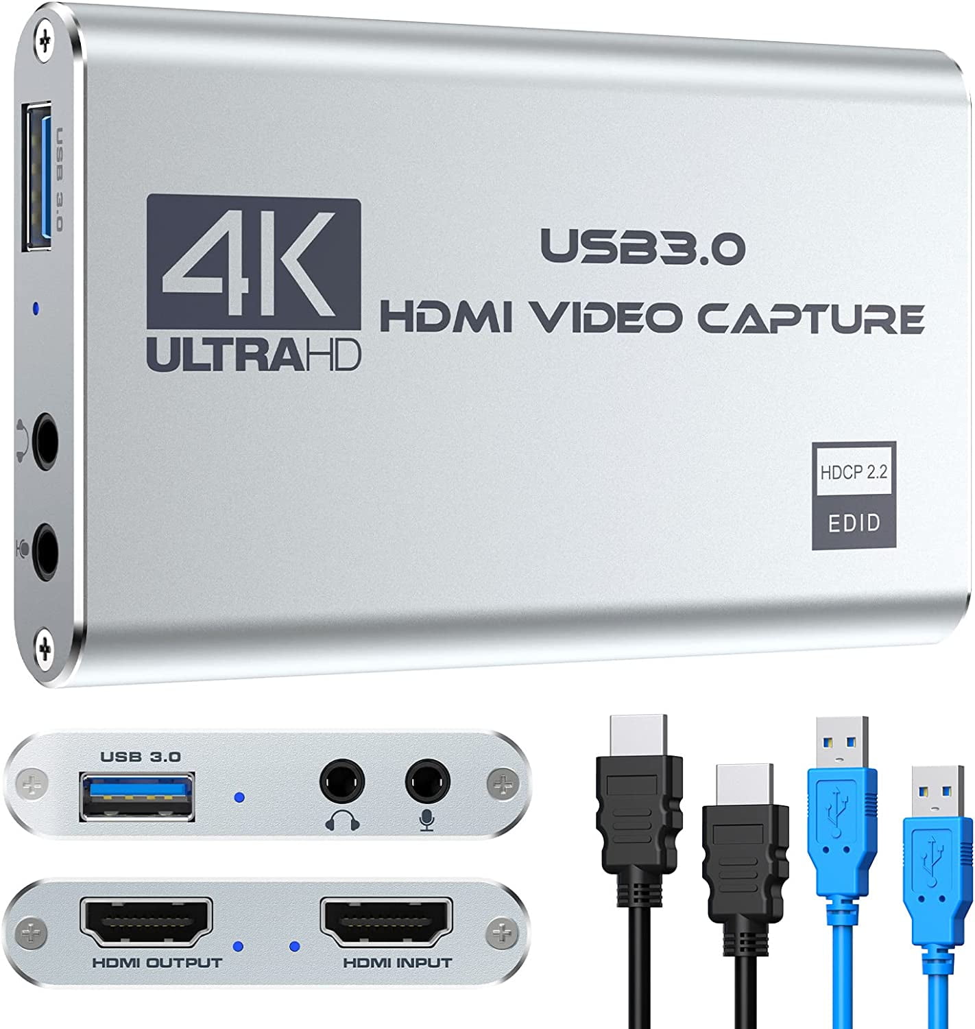 LiNKFOR Carte Acquisition HDMI USB 3.0 avec HDMI Loop MIC Capture