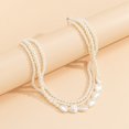 thumbnail image 2 of Faux Pearl Choker Elegant - Adjustable Simple Layered Necklace Clavicle Necklace, 2 of 4
