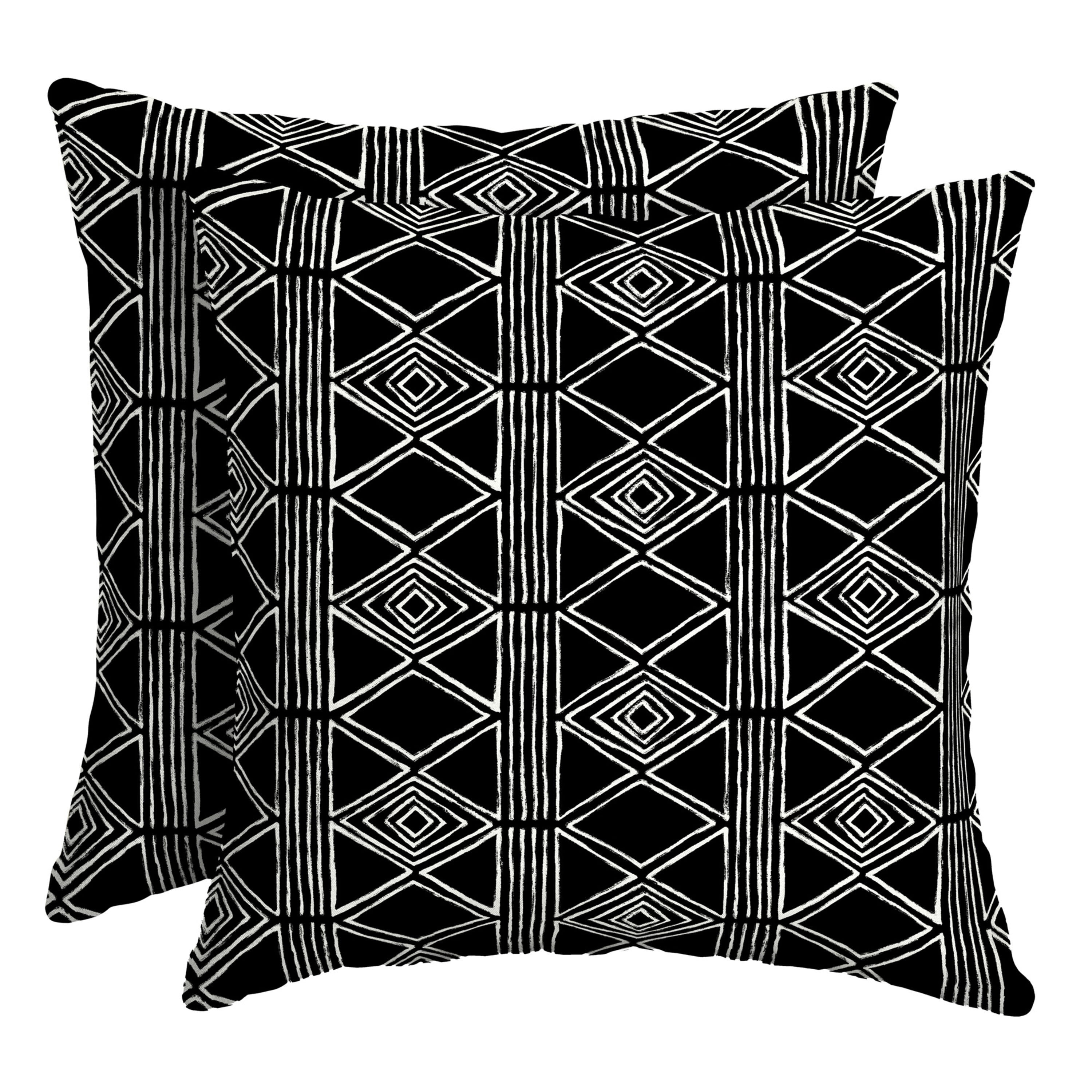 Arden Selections Outdoor Toss Pillow 16 x 16, Black Global Stripe