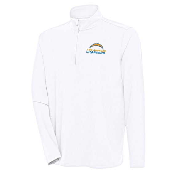 Men's Antigua  White Los Angeles Chargers Hunk Quarter-Zip Pullover Top