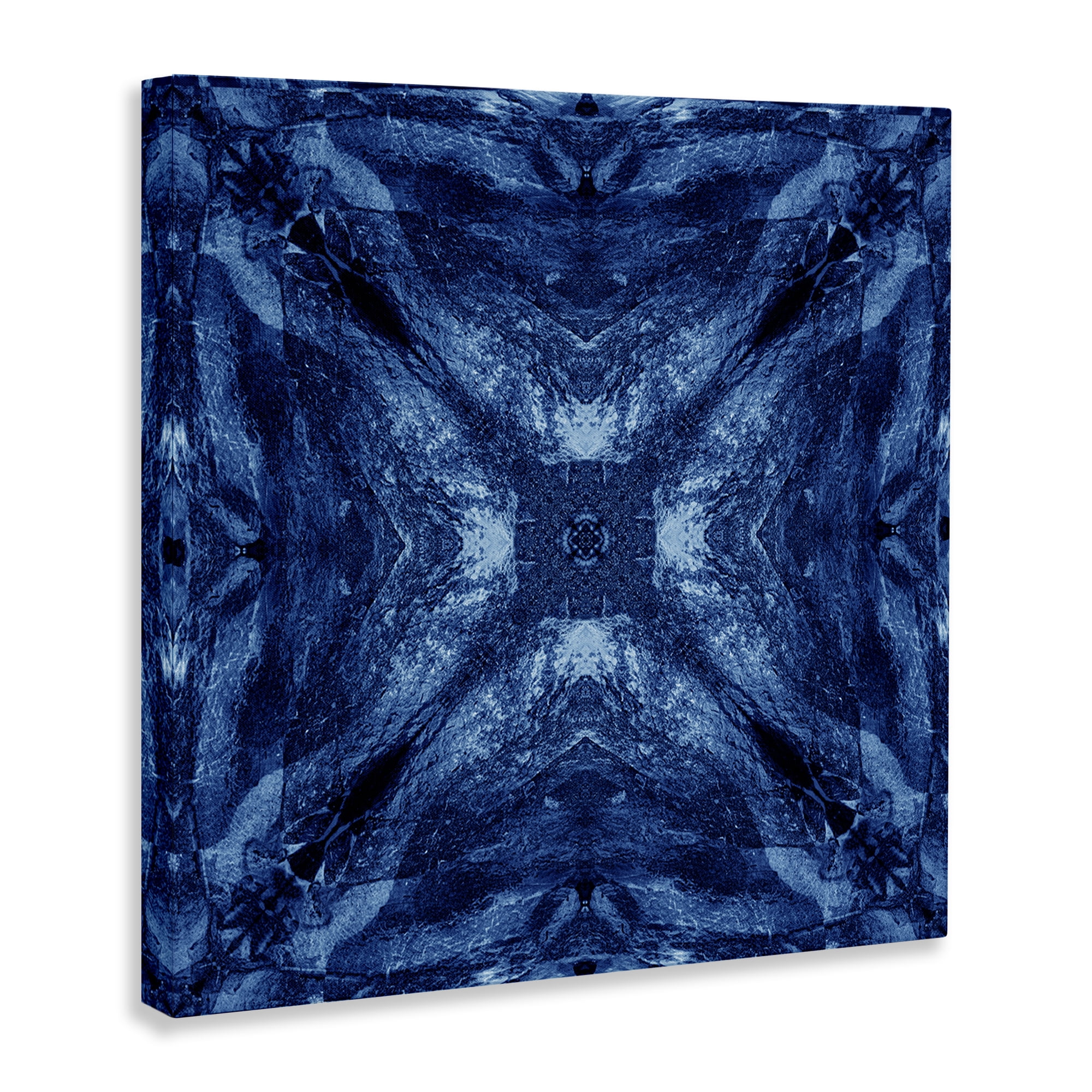 Stupell Industries Mirrored Blue Pattern Abstract Painting Wrapped Canvas Art Print Wall Art, 17 x 17