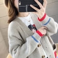 thumbnail image 5 of 2020 New Spring Autumn Korean Loose Sweater Women Coat Solid Knitting Outwear Female Casual Pockets Open Stitch Cardigan NS4654, 5 of 6