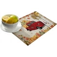 thumbnail image 2 of Placemats Set of 4 Washable,Red Truck Pumpkin Fall Leaves Placemat for Dining Table Decorations, Heat-Proof Table Mats for Kitchen Dinner Banquet Thanksgiving Autumn Kraft Paper, 2 of 6