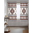 thumbnail image 3 of Red Boho Curtains 63 Inch Length, Sheer Curtains for Bedroom Living Room Window Southwestern Ethnic Aztec Retro Geometric Rod Pocket Voile Drapes Kitchen Curtains Small Half Window 42"x63" 2 Panels, 3 of 7