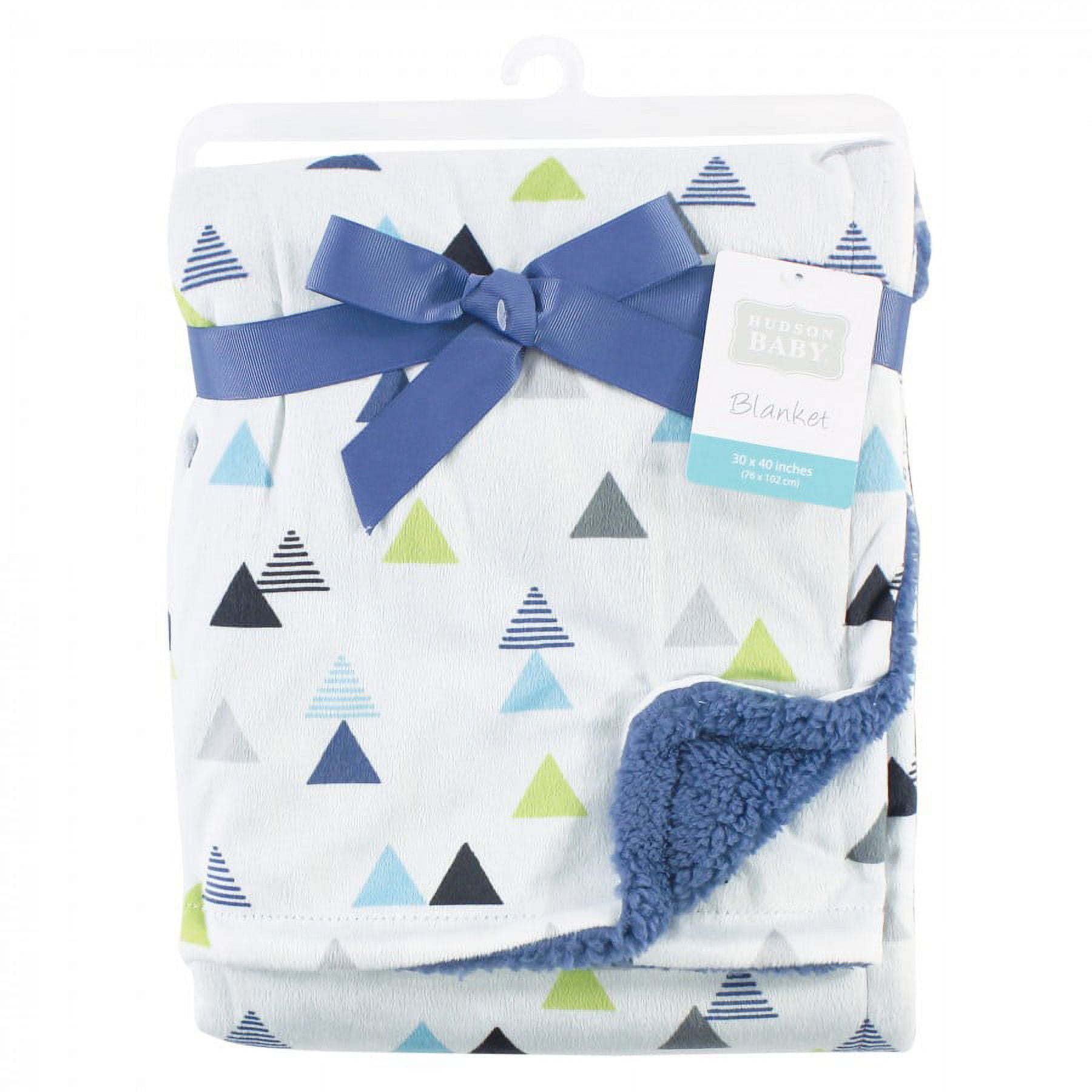 Hudson Baby Infant Boy Plush Blanket with Faux Shearling Back, Abstract, One Size