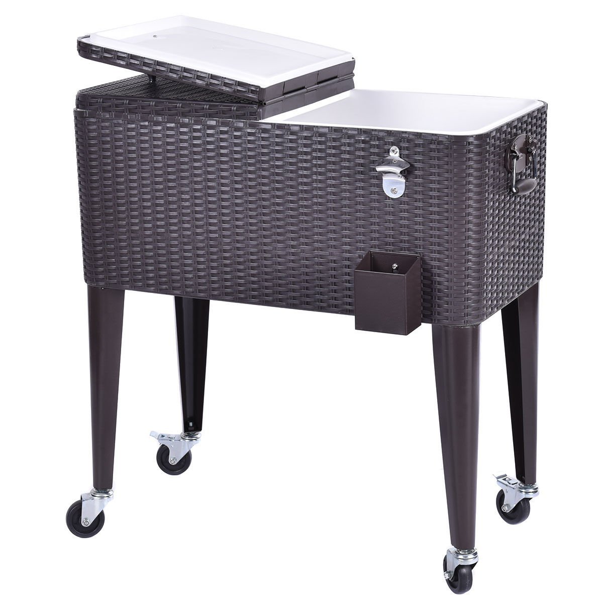 Ubesgoo Outdoor Patio 80 Quart Party Portable Rolling Cooler