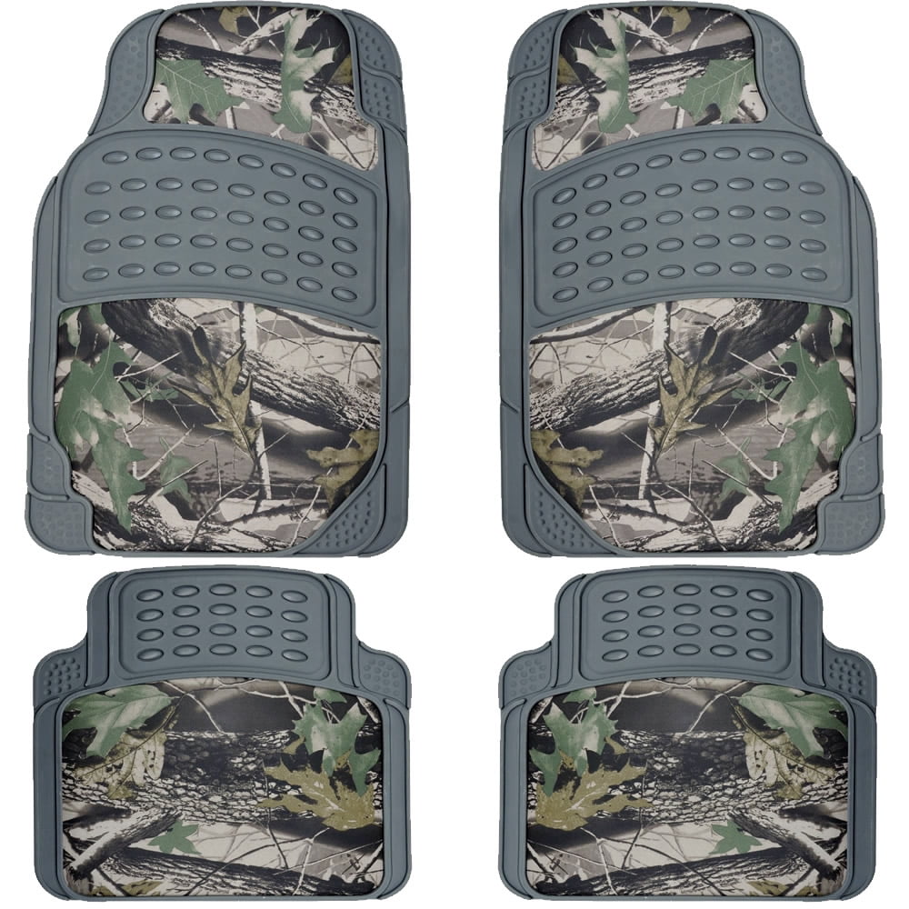 NEW 4 Piece Gray Jungle Camouflage Rubber Floor Mats Front Rear Set