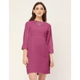 thumbnail image 2 of Moomaya Boat Neck Bodycon Solid Georgette Dress - Women's Stylish Bodycon Dress, 2 of 9