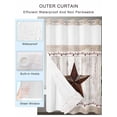 thumbnail image 2 of No Hook Cloth Fabric Shower Curtain with Snap in Liner, Farmhouse Waterproof Shower Curtains Set with See Through Top Window, Rustic Brown Country Star Barn Berry Wooden Bath Curtains Shower 54"x78", 2 of 6