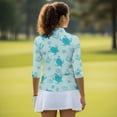 thumbnail image 5 of Uorisanigo Sea Turtle Women's Golf Shirt Soft Polyester Spandex Fabric Women's 3/4 Sleeve Athletic Golf Shirts Comfortable Zip Up Collar Tennis Tops Fashionable Outing Wear Size 2XL, 5 of 7