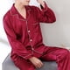 thumbnail image 4 of Conjunto de pijama de 2 piezas de seda sintética con un solo pecho y cárdigan de talla grande para hombre, ropa de dormir para el hogar., 4 of 7