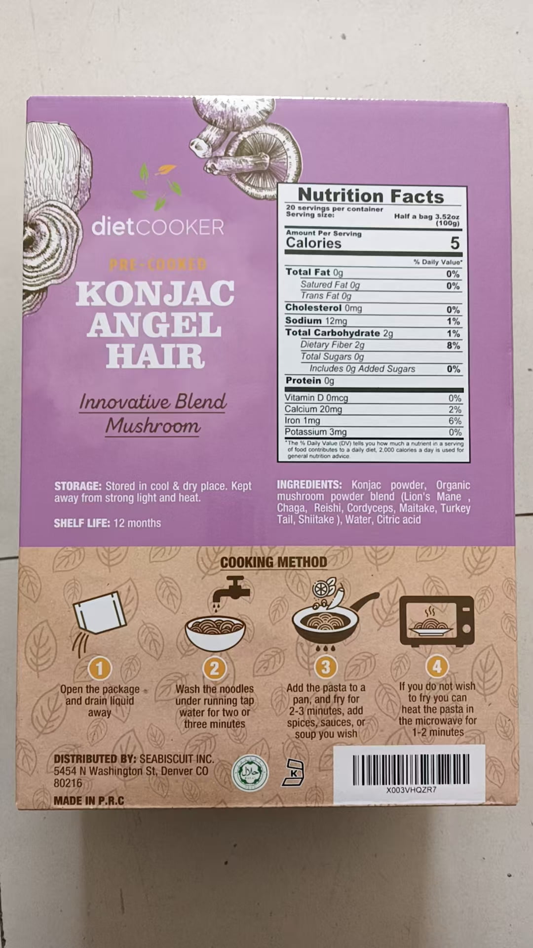 DIET COOKER Shirataki Noodles with 7 Mushroom Powder Blend – 10 Pack 20 Servings Konjac Keto Noodles, Low Calorie Pasta Alternative, Low Carb Pasta, Vegan Gluten Free Miracle Noodles for Keto Meals