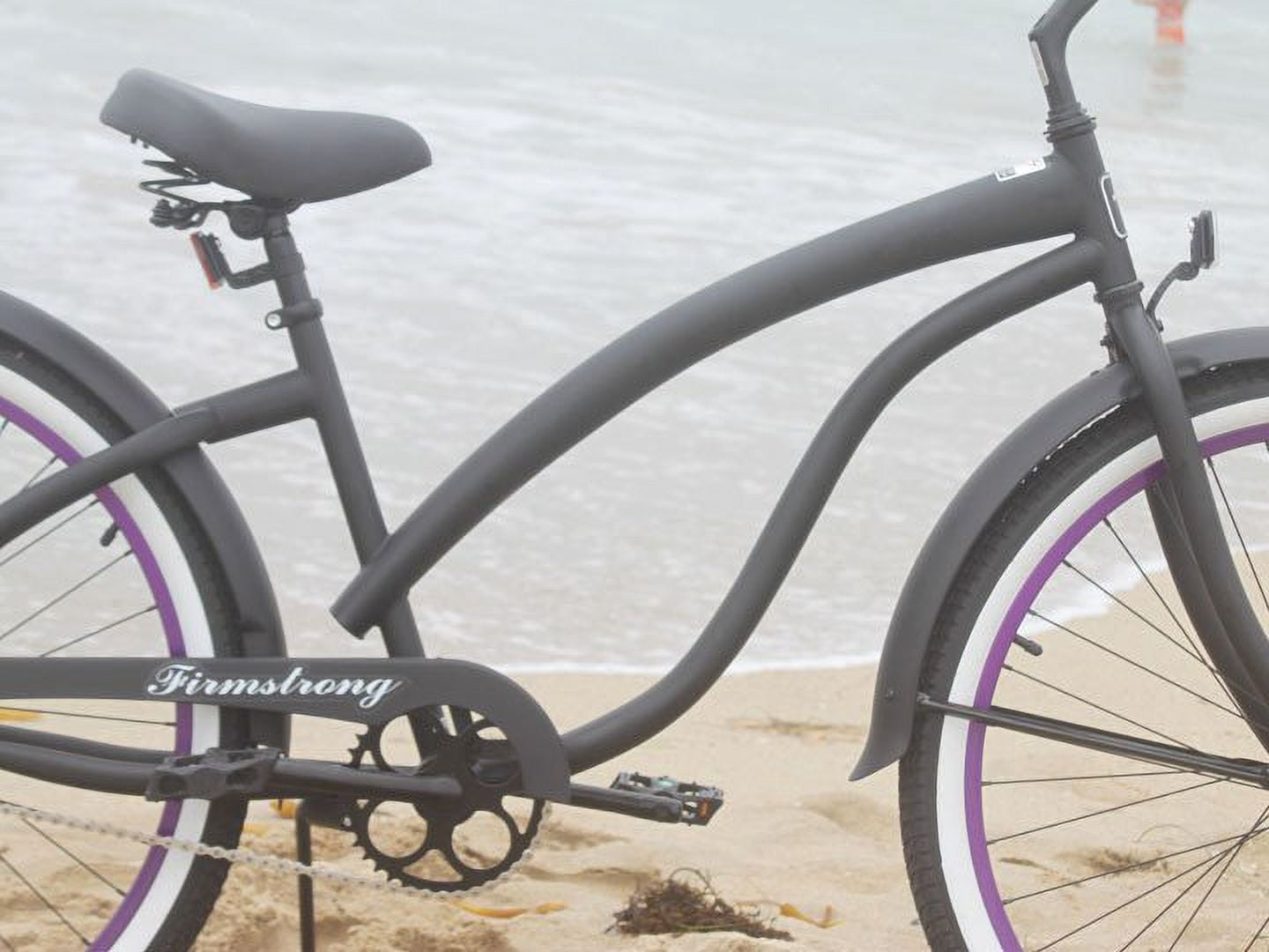 Firmstrong Bella Fashionista, 26", Women's, Single Speed, Matte Black/Purple