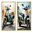 thumbnail image 2 of Designart "City Cruiser Green Scooter" Scooter Framed Wall Art Set Of 2 - Green Transportation Framed Canvas Set For Living Room Decor, 2 of 7