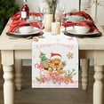 thumbnail image 2 of Pink Gingerbread Christmas Table Runner, Candy Cane Seasonal Winter Xmas Holiday Table Runner for Kitchen Home Decor, 13x72 Inch Gingerbread Man Sweet Christmas Table Decor, 2 of 6