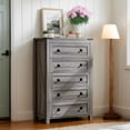 thumbnail image 5 of CHITOOMA 5 Drawer Dressers for Bedroom, Adult Tall Wooden Storage Cabine with Double Handle, Chest of Drawers for Living Room Hallway, Gray, 5 of 19