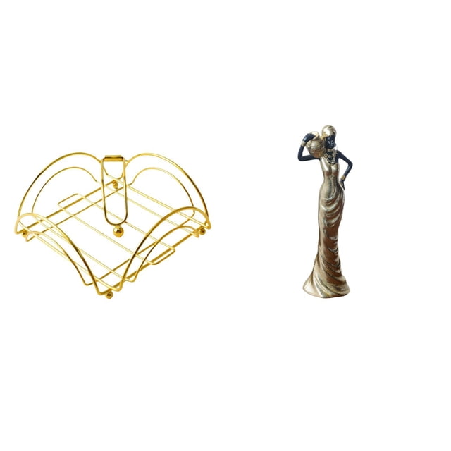 Dispensador de servilletas con peso para almacenamiento de mesa con adorno de escultura de dama tribal africana, figura vintage para hotel, bar,