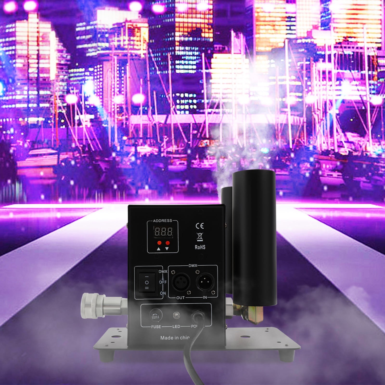 LiHUiee 150W 10A CO2 Jet Machine Dual Nozzles CO2 Fog Machine Modern Jet Fog Machine for Concerts, Parties