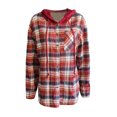 thumbnail image 6 of Homenesgenics 2Xl Womens Jacket Lightweight Women's Long Sleeve Plaid Hooded Drawstring Breasted Cardigan Tops Red XXXL, 6 of 6