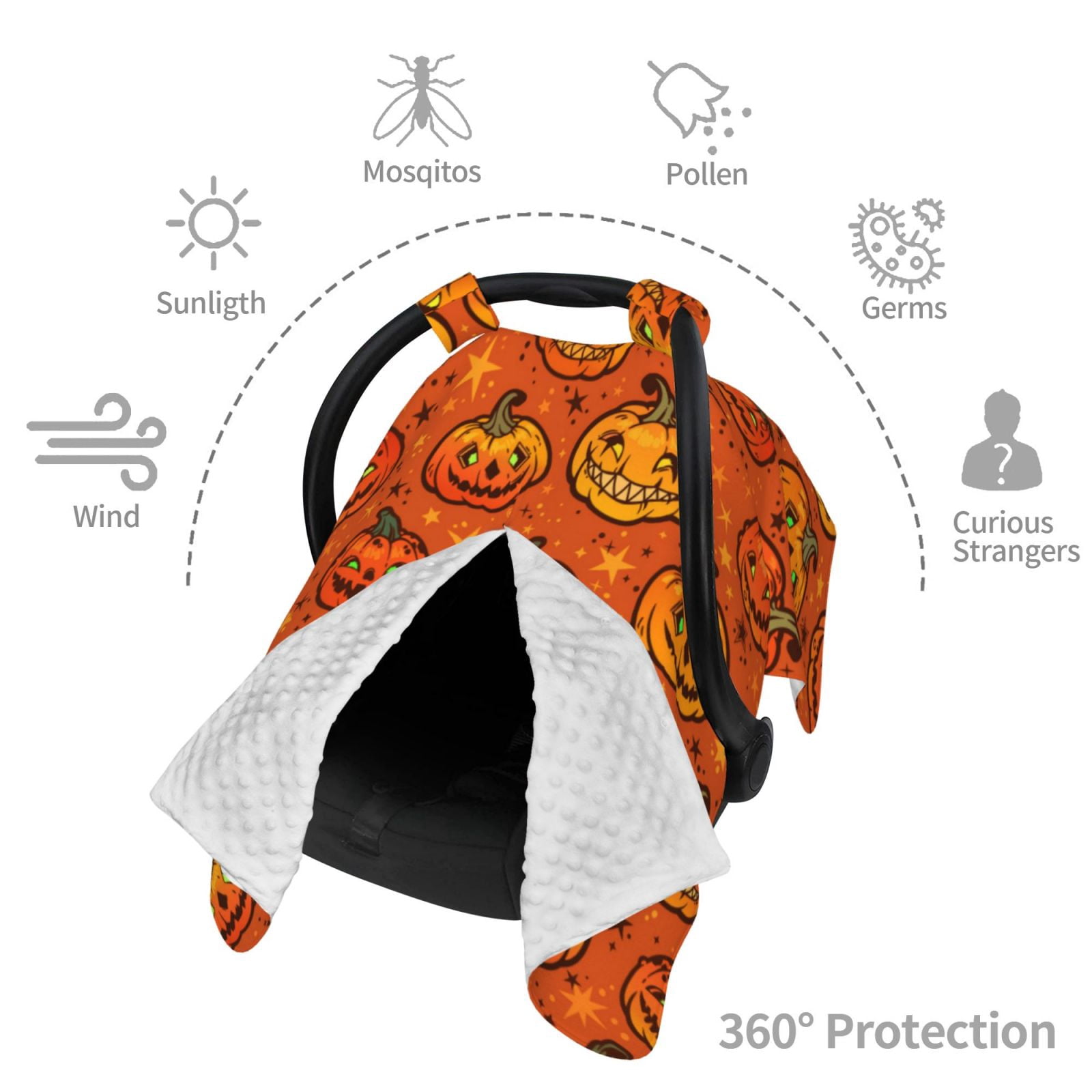 Car Seat Cover Baby - pumpkin halloween fun Breathable Infant Car Seat Cover for Baby Carseat, Lightweight Comfort Baby Essentials Must Haves Newborn Stuff for Girl Boy