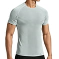 thumbnail image 2 of Men's Compression Shirt Mesh Short Sleeve Workout Gym Top Breathable Cool Dry Athletic Base Layer Undershirt T-Shirt for Sport Running Big and Tall Size M-3XL Gray, 2 of 9