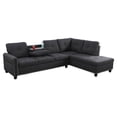 thumbnail image 2 of Star Home Living Corp Victor Canapé en Tissu de Lin Sectionnel Noir/gris, 2 of 7