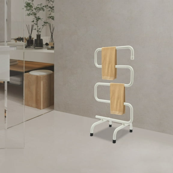 White Stainless Steel S-Shaped Heated Towel Rack Electric Towel Warmer 110V