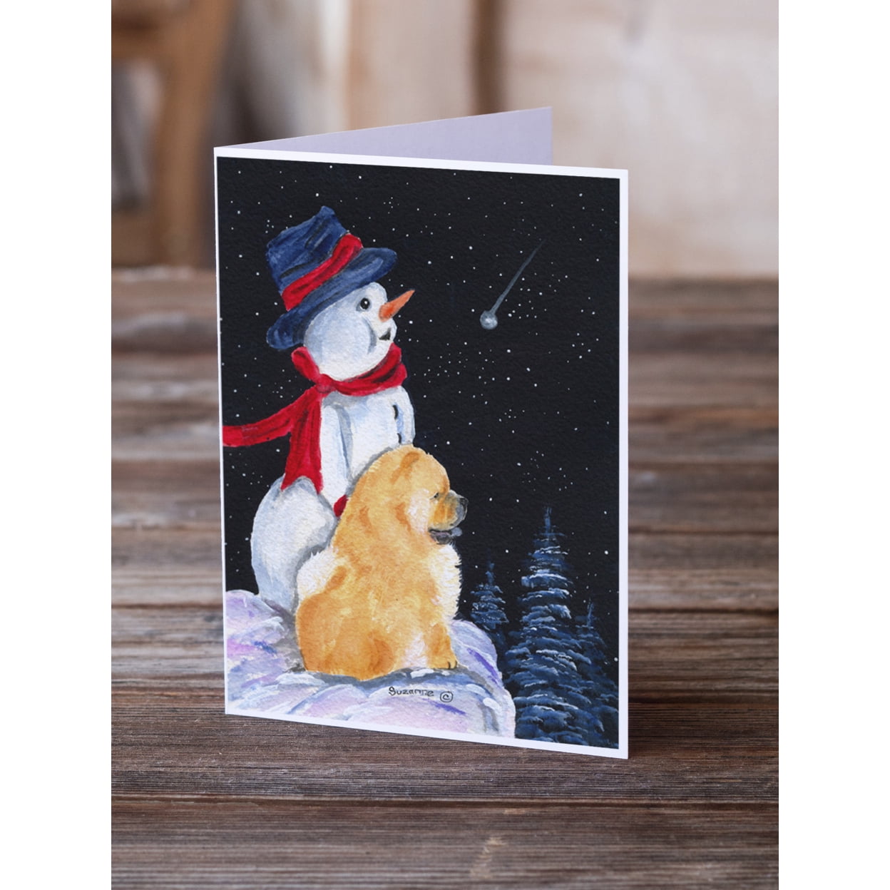 Snowman with Chow Chow Greeting Cards and Envelopes Pack of 8